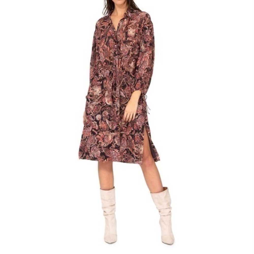 IRO Placid Paisley print tie midi dress